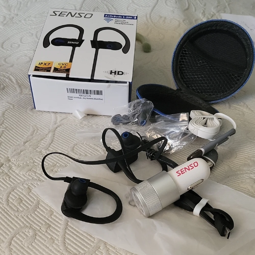 SENSO Black and Silver Bluetooth Headset with Noise Cancellation